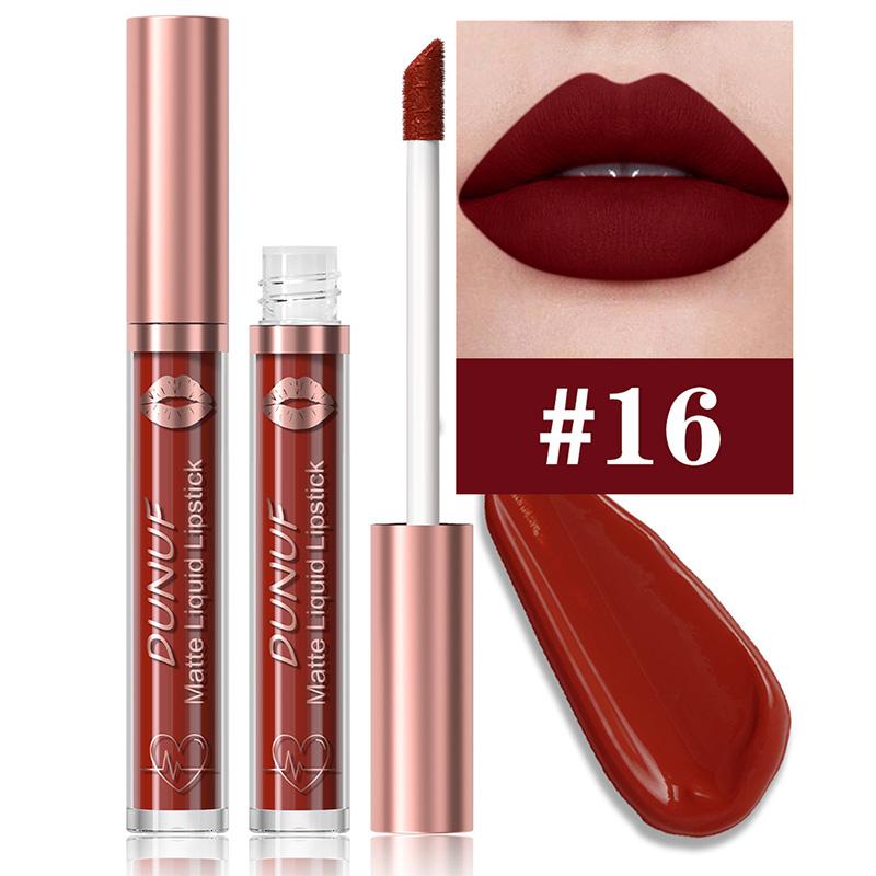 DUNUF 18 Farben Mattes Samt-Lippenstift Wasserdicht Langanhaltend Nude Matt Lipgloss Klar Feuchtigkeitsspendendes Lippenöl für Damen Make-up
