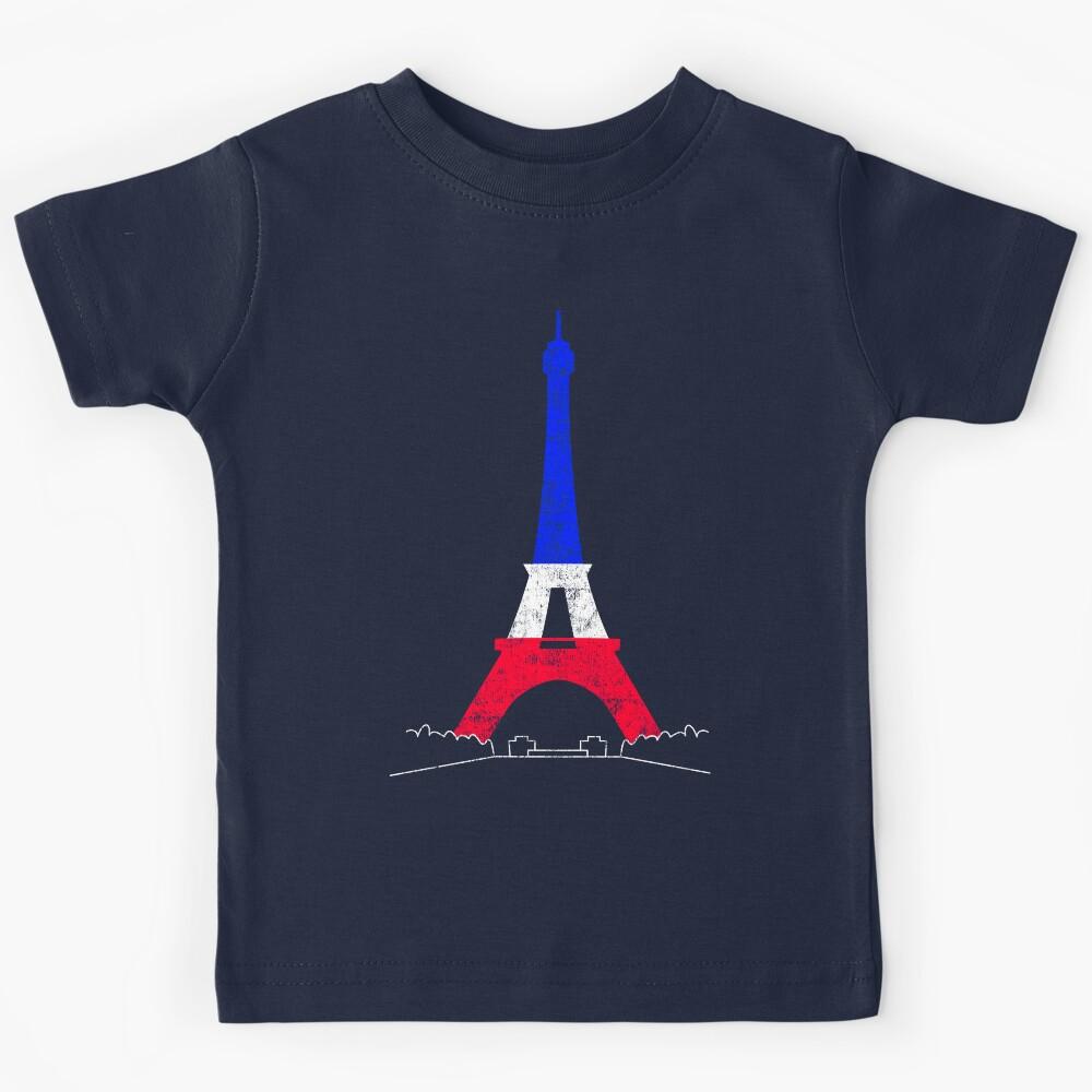 Eiffel Tower Paris France National Flag Souvenir Kids T-Shirt 110