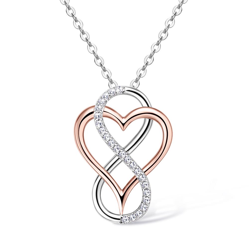 Silver Rose Gold Heart Necklace Pendant Full Moissanite Necklace For Women Gold Plated Dainty Choker Valentines Gifts 40-45cm