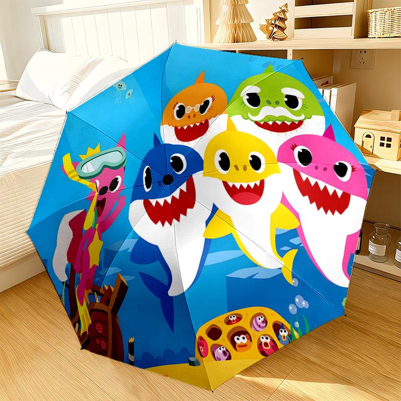 Cartoon Shark Dance Party Umbrella 8-Frame for Travel, camping, Casual Lightweight Portable Umbrella, Essential for every family Holidays Gift