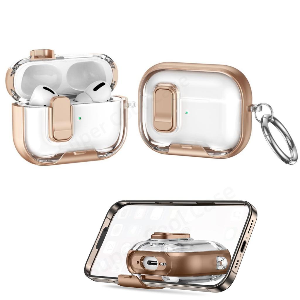 For AirPods Pro 3 Earphone Cases Safety Lock & Phone Stand Design for AirPods Pro 3 Full Drop Protective Cover for AirPods Pro 3