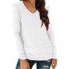 YYFS Women's Fashion Casual Spring Fall Solid Color Print Long Sleeve V-Neck Blouses & Shirts