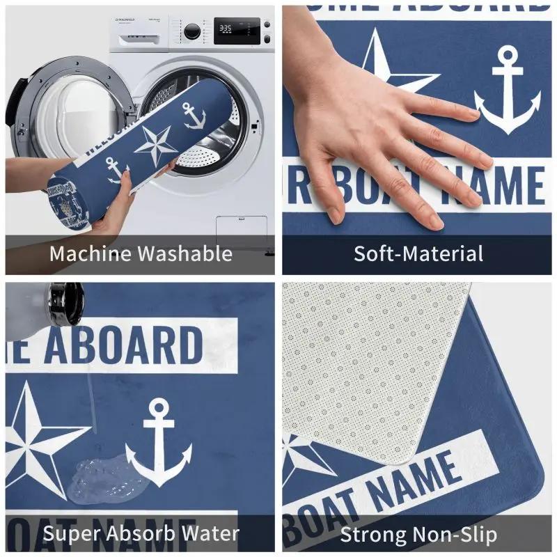Welcome Aboard Nautical Boat Front Door Mat Anti-Slip Outdoor Absorbent Doormat Living Room Entrance Rug Carpet
