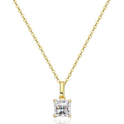 D farbe 1,2 ct 6*6mm Prinzessin Schneiden Moissanite Anhänger Halskette Für Frauen S925 Sterling Silber Überzogene Pt950 Edlen Schmuck