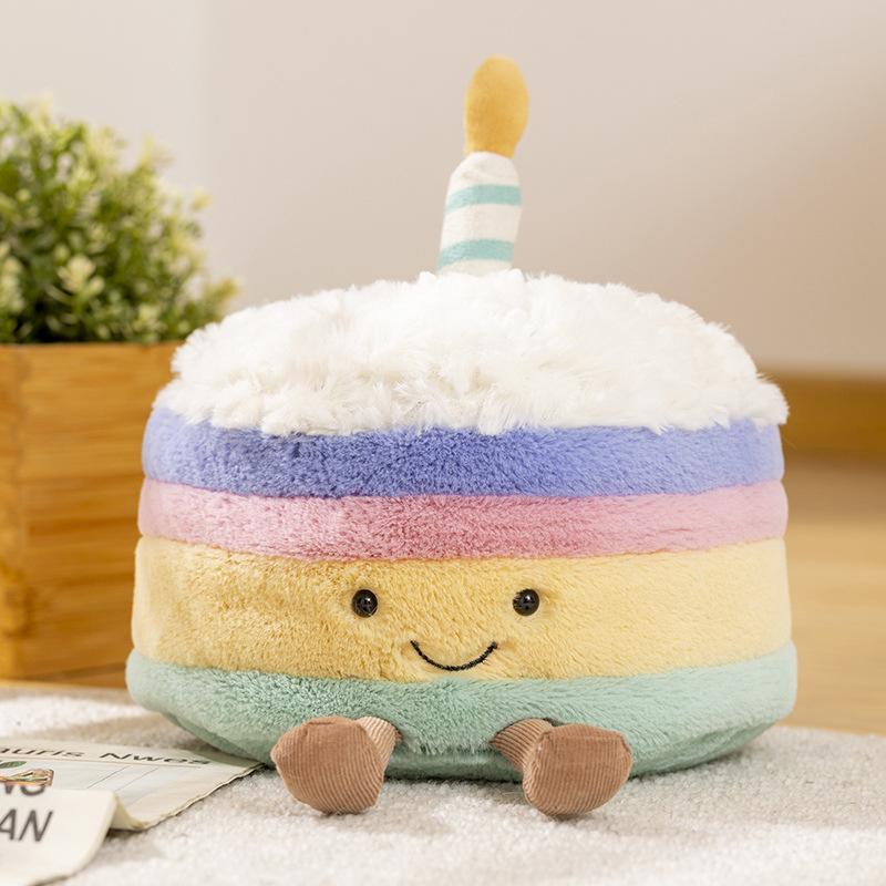 Simulation cake candle doll rainbow plush doll for girlfriend girlfriend birthday gift throw pillow super cute