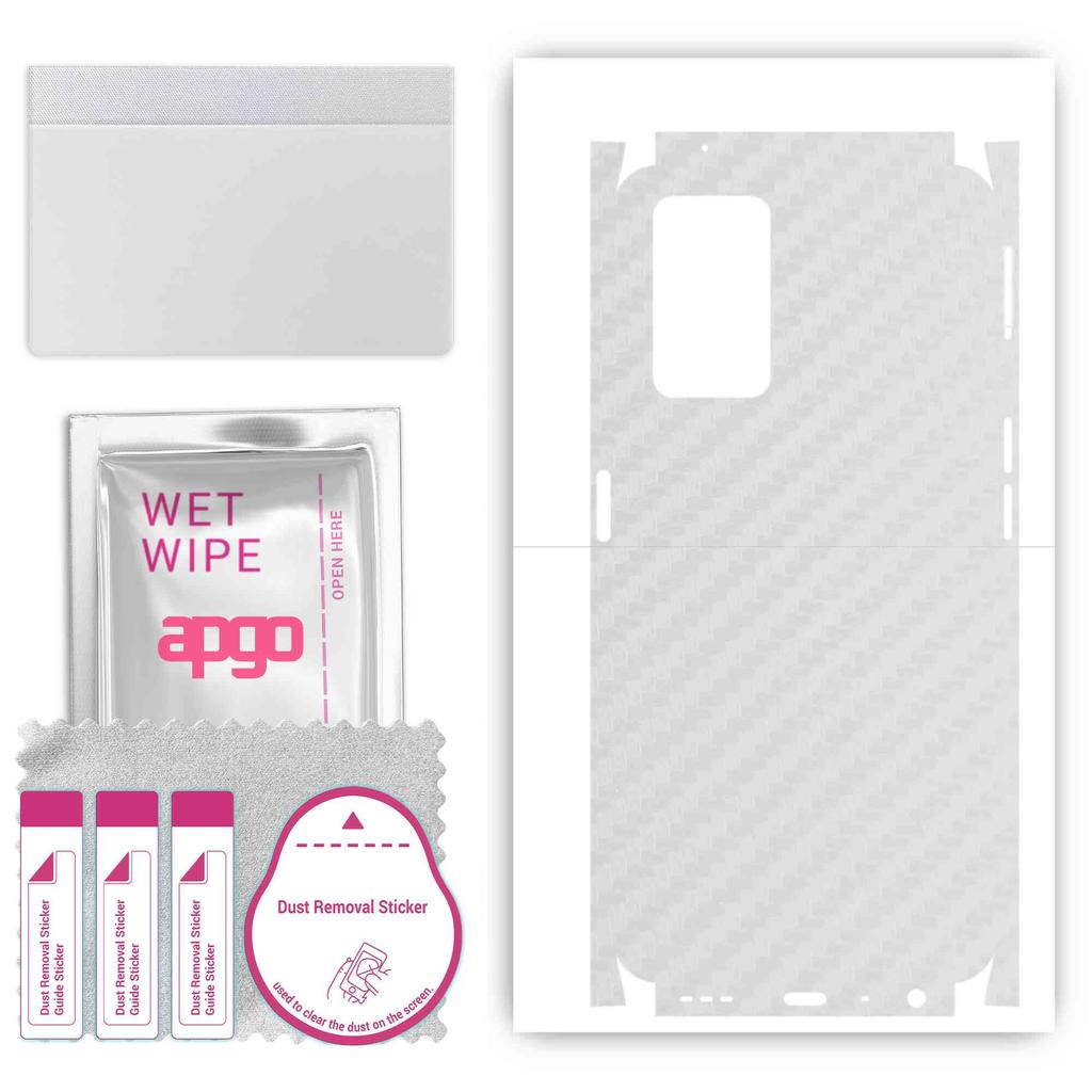apgo Protective Skin Sticker for the back+sides compatible with Oppo A96 4G, Full Wrap Film, Foil, Vinyl - Pattern Transparent Carbon