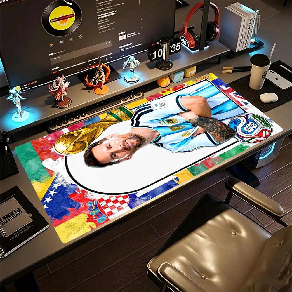 Football Messi Gaming Mouse Pad Office Mouse Mats HD Print Desk Pad Non-Slip Rubber Bottom Computer Desk Office Decoration Accessory