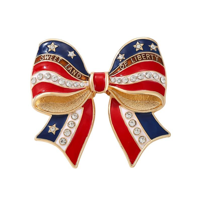 National flag bow brooch, Stars and Stripes enamel pin, Independence Day themed bag, clothes decorative accessories