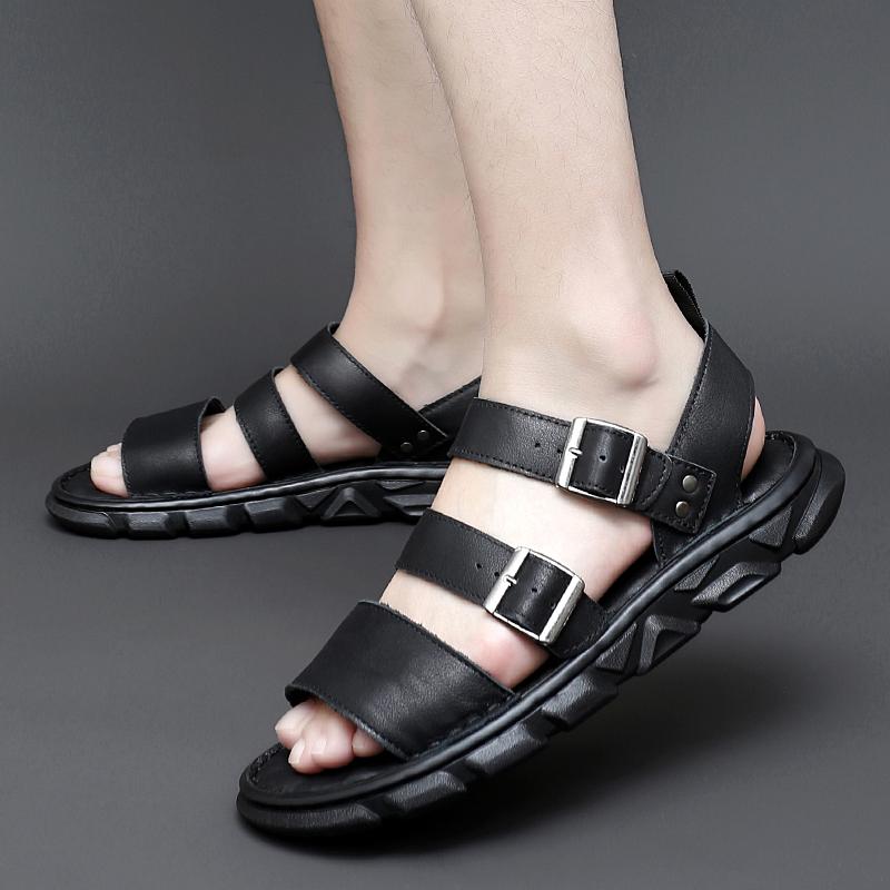 Men Sandals 2024 Summer New Arrival Premium Leather Lightweight Breathable Comfortable Beach Designer Sandals Big Size 39-48