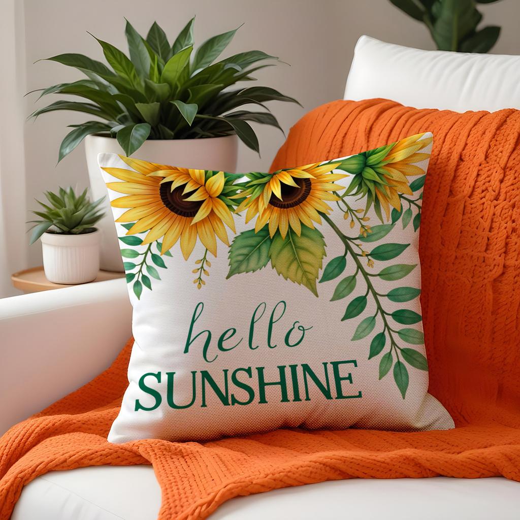 Sunflower Pillow Cover Summer Plant Flower Digital Print Living Room Sofa Cushion Cover Car Cushion Cover
