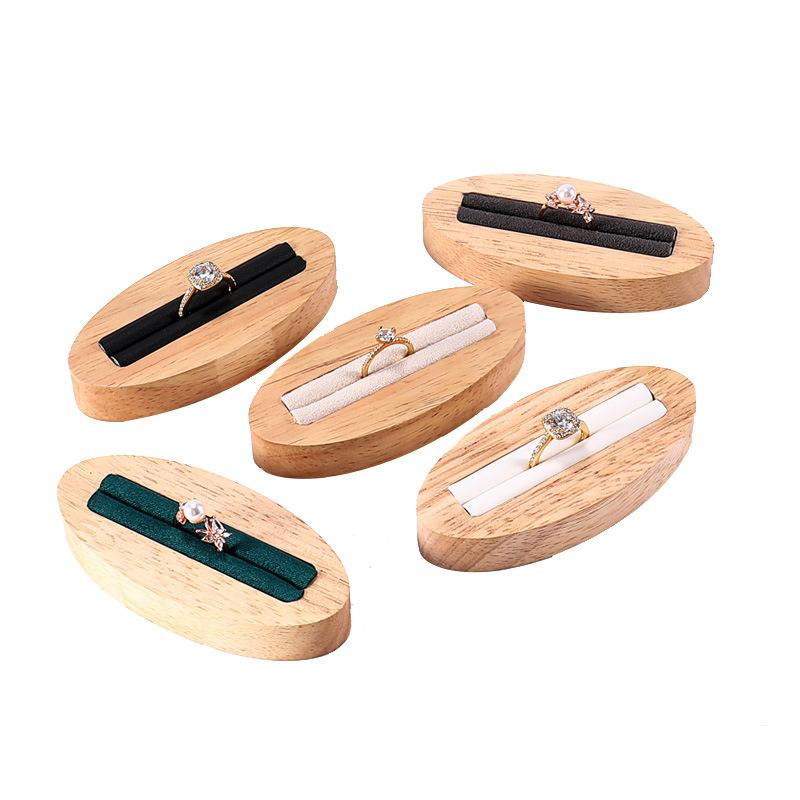 Ring Jewelry Display Tray Solid Wood Oval Pair Ring Jewelry Rack Counter Jewelry Display Props Jewelry Boxes and Packing
