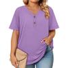 Women's Fashion Casual Colour V-Neck Short Sleeve Large Size T-Shirt Top