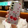Cute Cherry Pattern Matte Slim Case For Samsung S25 S24 FE S23 Ultra S22 A16 A56 A55 A36 A26 A15 A35 Clear Shockproof Lens Protection Phone Cover