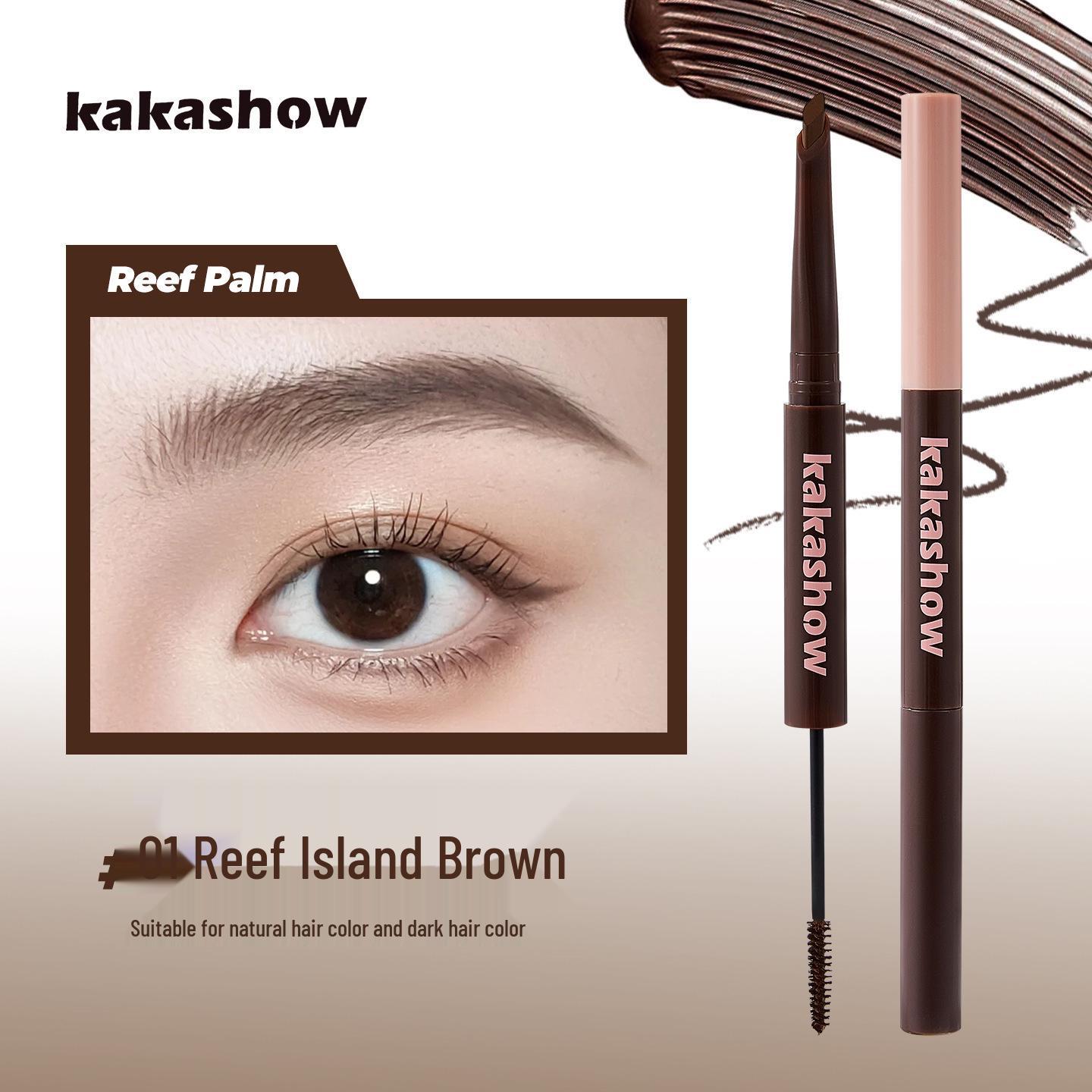 Kakashow Dual-Ended Brow Pencil & Tint: Natural, Waterproof, Sweatproof, Long-Lasting, Smudge-Proof.