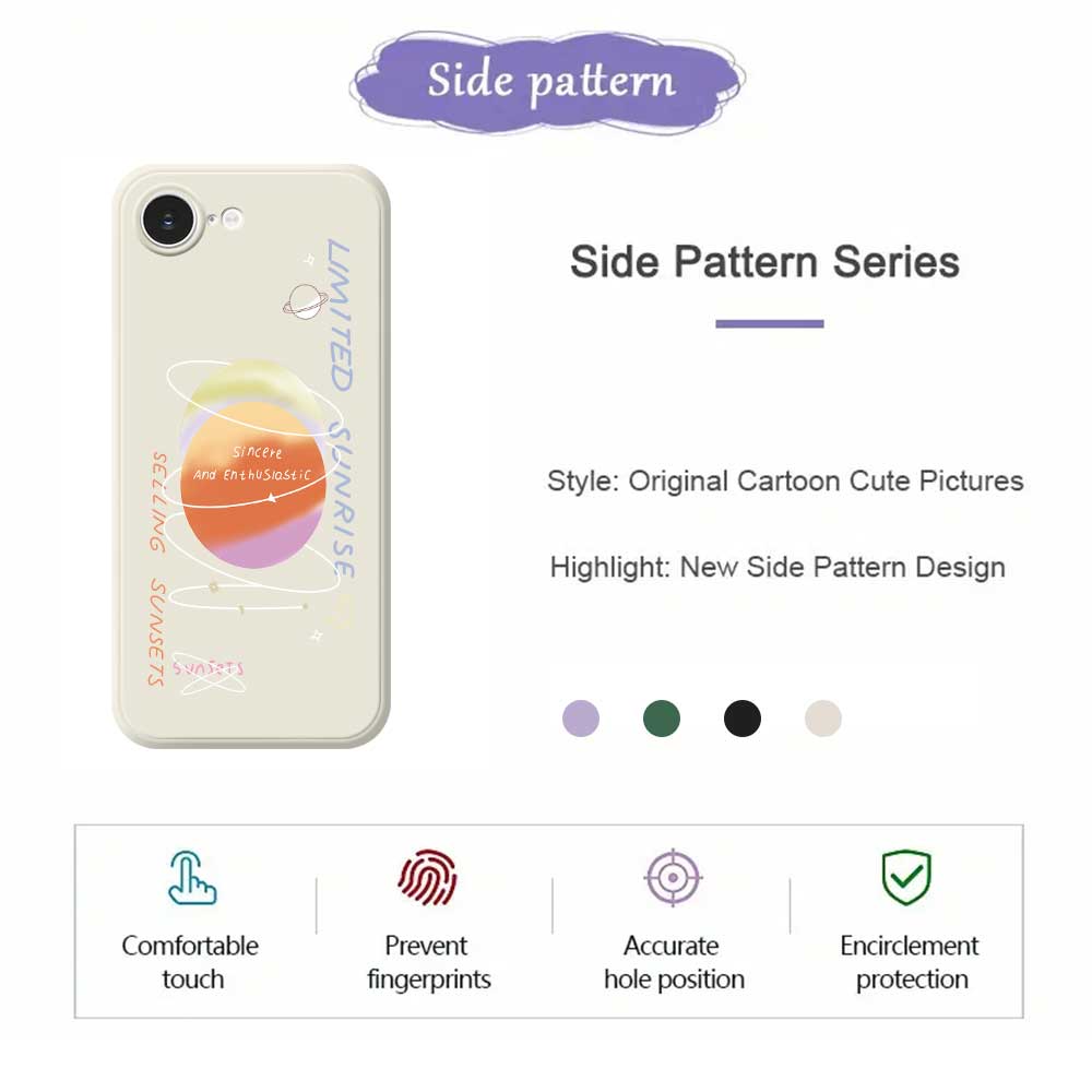 For iPhone 16e Case Planet Pattern Printing Straight Edge TPU Phone Back Cover