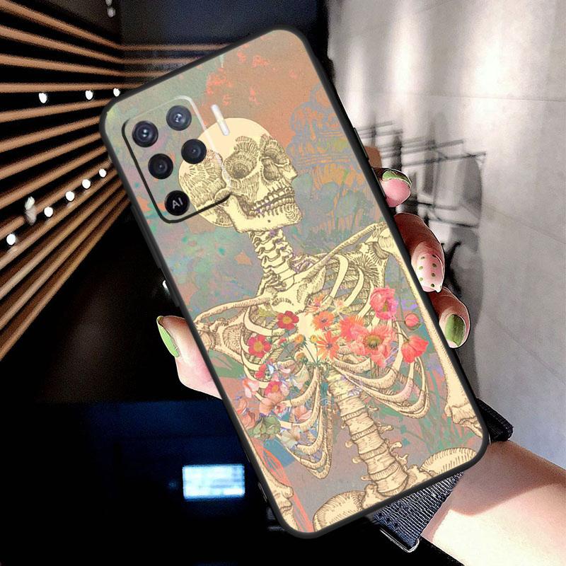 Gothic Fashion Skull Case For OPPO A96 A76 A16 A94 A74 A54 A53 A57 S A15 A52 A72 A93 A5 A9 A31 A17 A77 A78 Coque