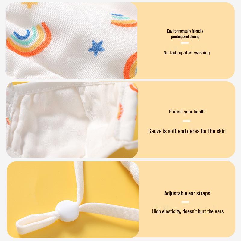 Children's Cartoon Cotton Gauze Mask - Washable & Dustproof for Autumn/Winter