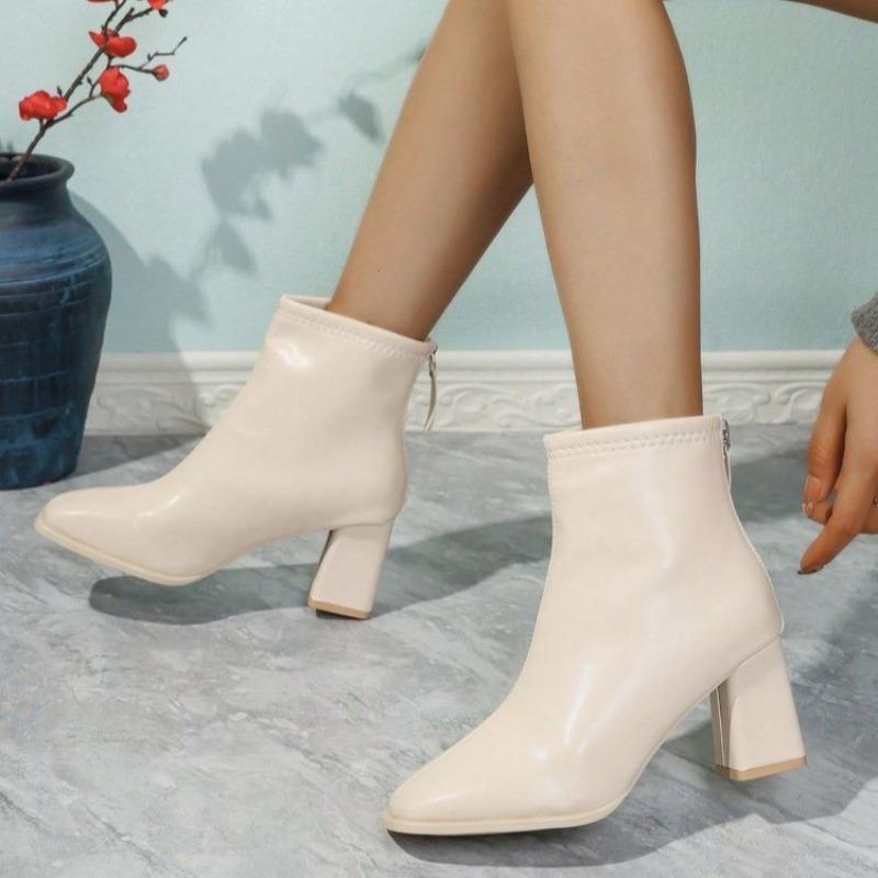 Fashion Women High Heels Short Boots Winter New Chunky Heeled Shoes 2025 Designer Chelsea Ankle Boots Classical Pumps Dress Zapatillas
