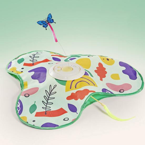 Hide And Seek Cat Toy Interactive Automatic Play Toy with Butterfly Wand And Moving Concealed Feather Kitten Exercise Hunting Game