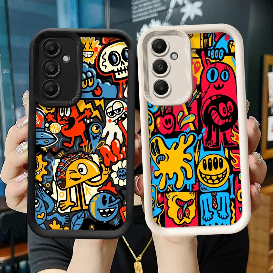 Handyhülle Case für Samsung Galaxy A16 A56 A51 A73 A23 A12 A13 A71 A72 A26 A32 A15 A35 A36 A53 A54 A34 Rotes Graffiti Muster