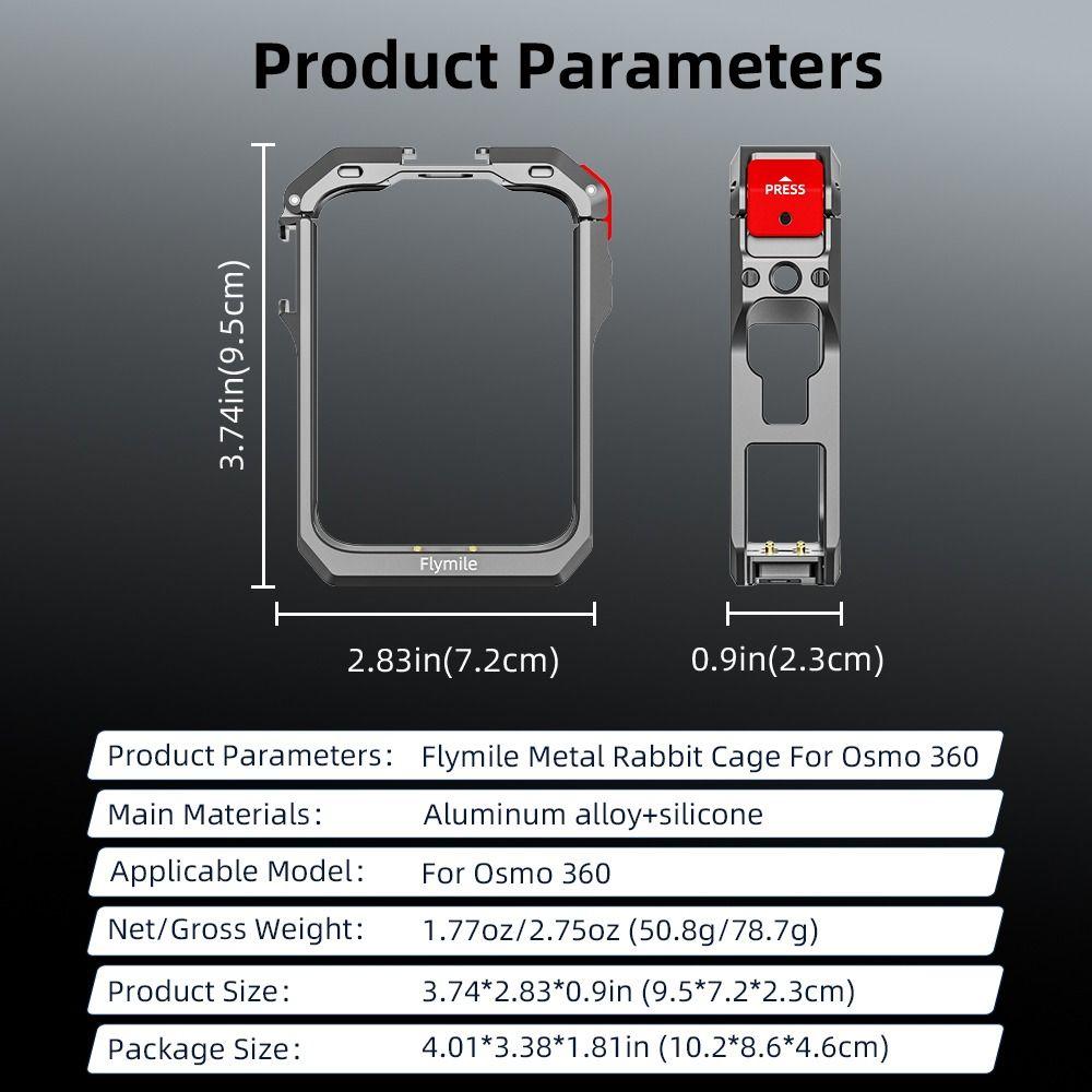 Quick Release Metal Rabbit Cage Cold Shoe Mount Frame for DJI Osmo 360 Action Camera Accessories