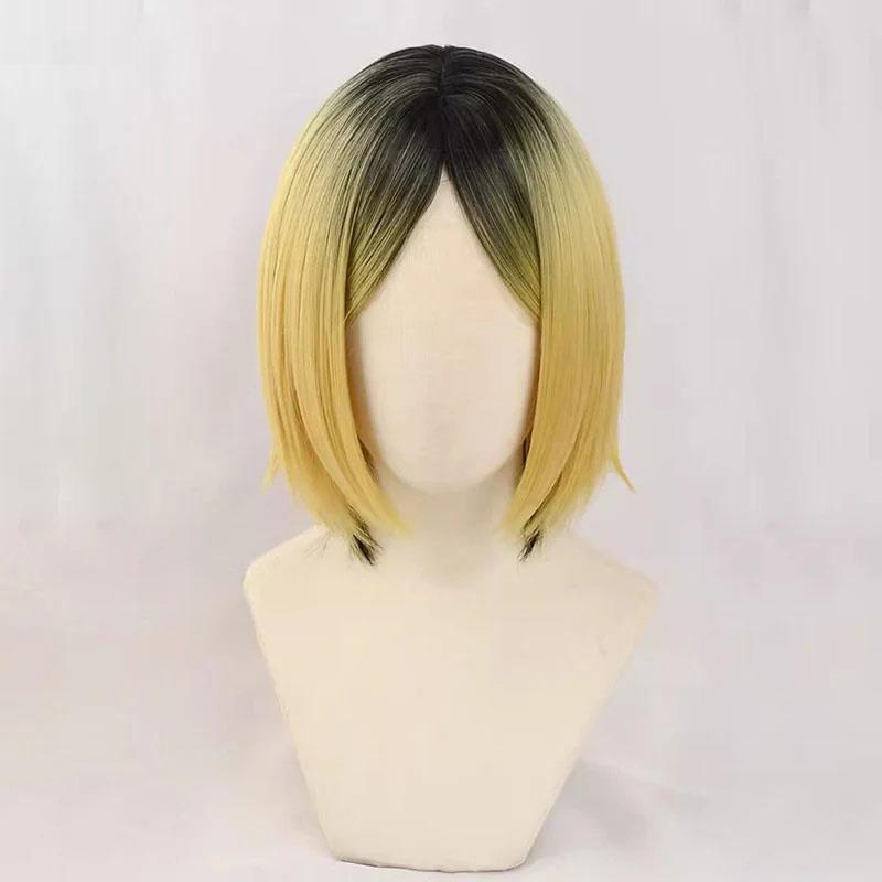 New Kenma Kozume Cosplay Wig High Quality Dyed Gradient Scalp Short Heat Resistant Synthetic Hair Anime Cosplay Wigs + Wig Cap