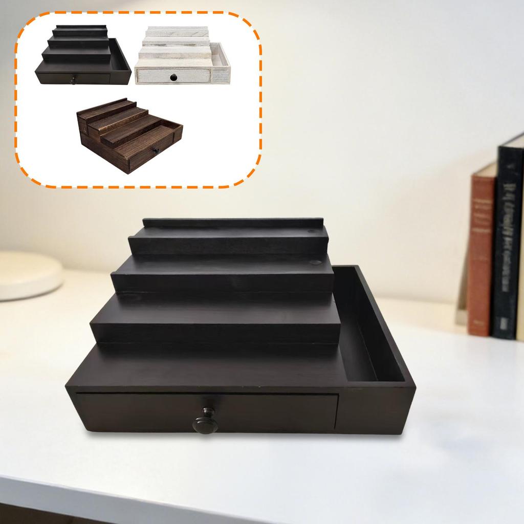 Organizzatore da Bancone Espositore per Profumi Scaffale in Legno con Cassetto in Velluto per Collezione di Trucchi e Gioielli