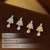 Boucles d'oreilles puces de luxe Arbre de Noël et Étoile en Argent Sterling S925 - Cadeau Exquis Style Mori pour Femmes