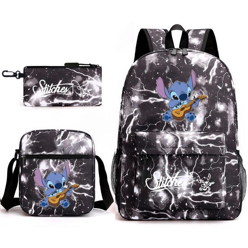School Season Student Backpack Heat Transfer Backpack Satchel Pencil Bag Three-Piece Set Three-piece set