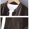Spring and Summer Men Jackets Chinese Style Cotton Linen Thin Coat Big Pocket Button Stand Collar Jacket Traditional Men Clothing