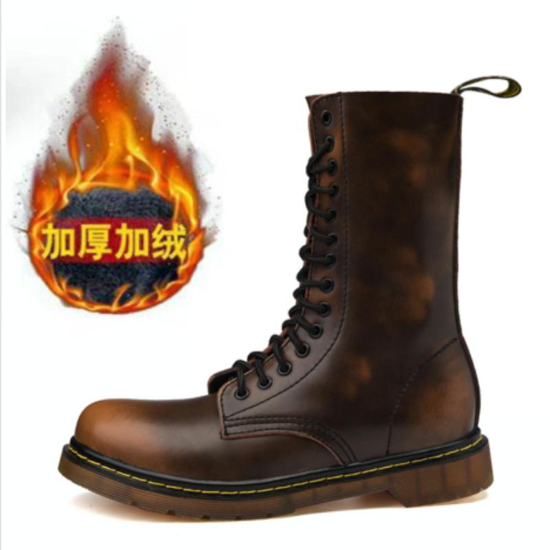 Exklusiv für große Martin-Stiefel, hochgeschnittene britische Retro-Martin-Schuhe, Langstiefel, Samt-Militärstiefel.