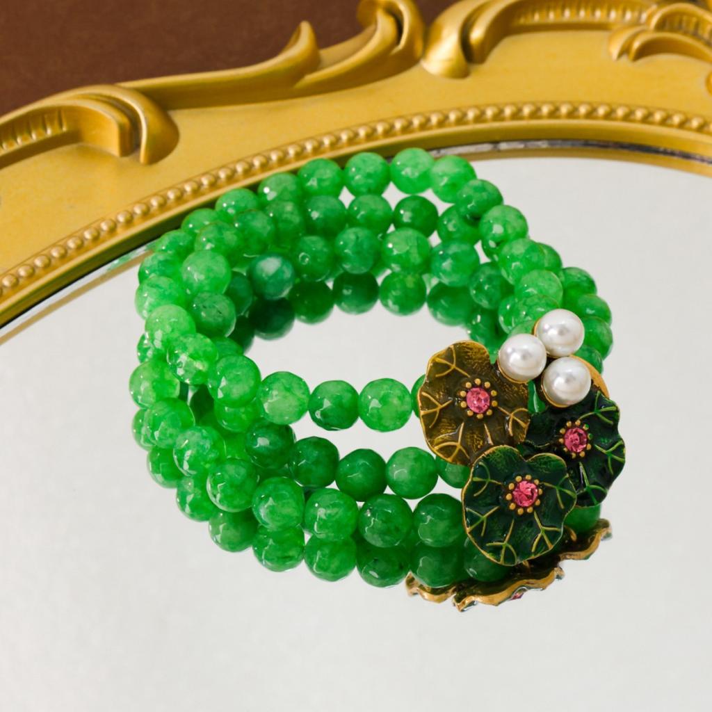 Retro Peach Lotus Pod Bracelet Women'S High-End Versatile White Bracelet Jewelry