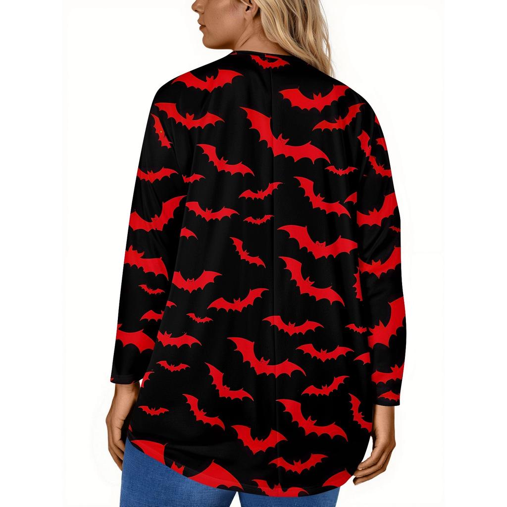 Damenmode Übergröße Rundhals Langarm Lässig Halloween-Print Lockerer Pullover