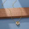 Colorful Ocean Heart Titanium Steel Necklace,light Luxury High-quality Collarbone Chain Accessory  Best Friends and Girlfriends