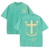 Retro Acid Wash Oversized Tee Christian Cross Paradise Letter Graphic Casual Men Women Streetwear T Shirt