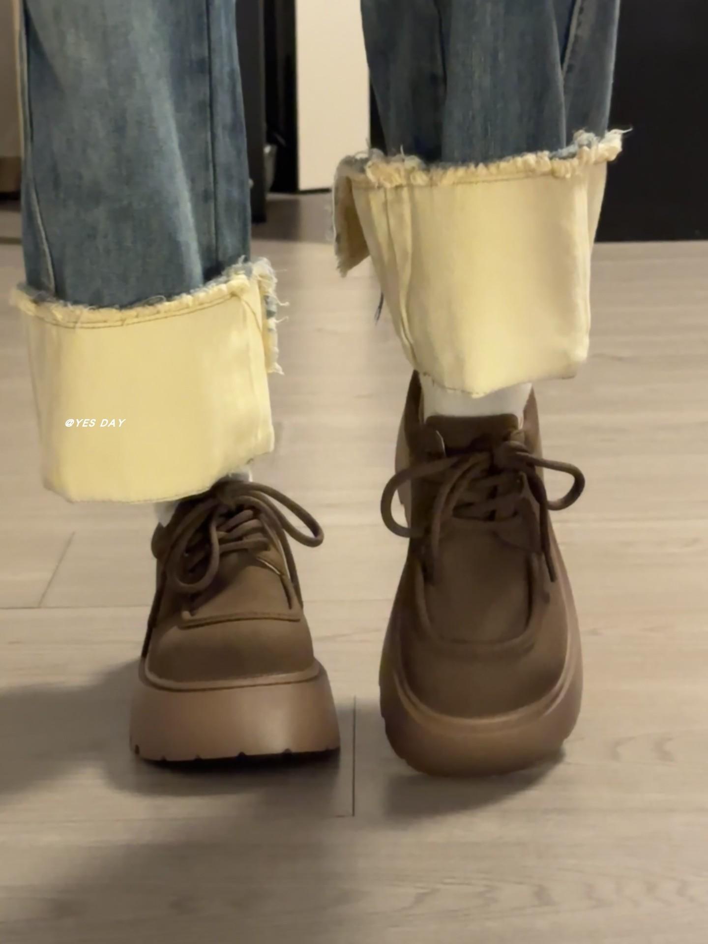 

Brown retro platform Boken single shoes women s 2025 autumn new fashion British style versatile lace-up loafers tide 40 коричневый