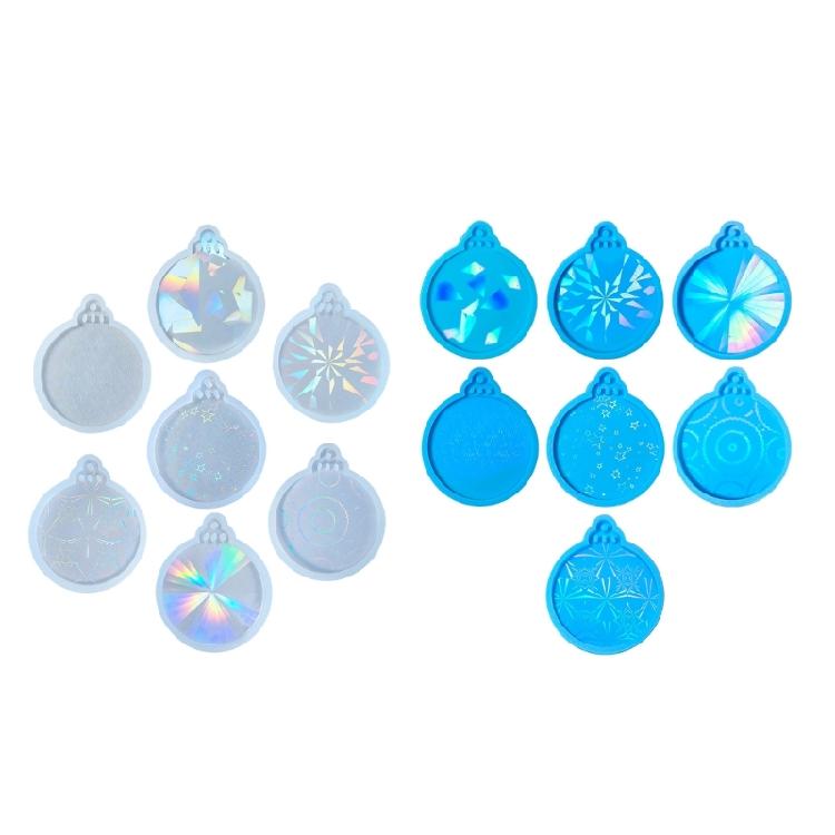 7Pcs Set Creative Round Silicone Molds for Resin Christmas Tree Decoration Moulds Jewelry Making Mold for Craft Projects