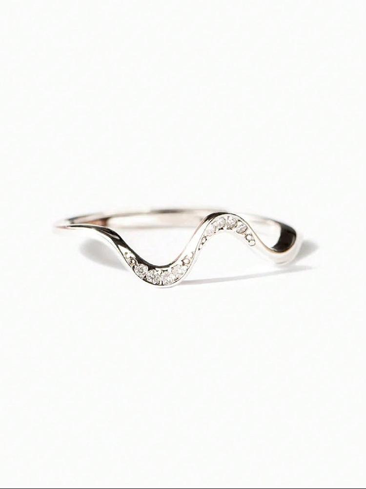 

copper Simplicity Personalized Sparkling Wave Single Layer Ring for Women Anniversary High Quality Fine Jewellery 9 серебряный