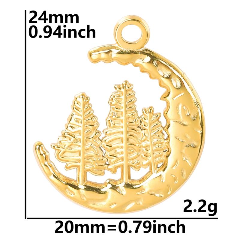 Vintage Metal Filigree Moon Pendants For Jewelry Making Supplies Connectors Accessories Stainless Steel Charm Bulk Luna Material
