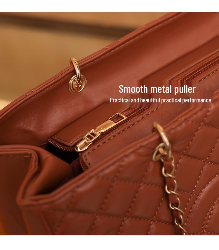 Women's Fashion Diamond Pattern Chain Tote Bag