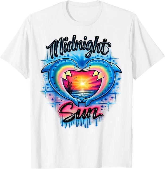 

Vintage Retro Larsson Midnight Sun Dolphin Graphic T-Shirt 2XL