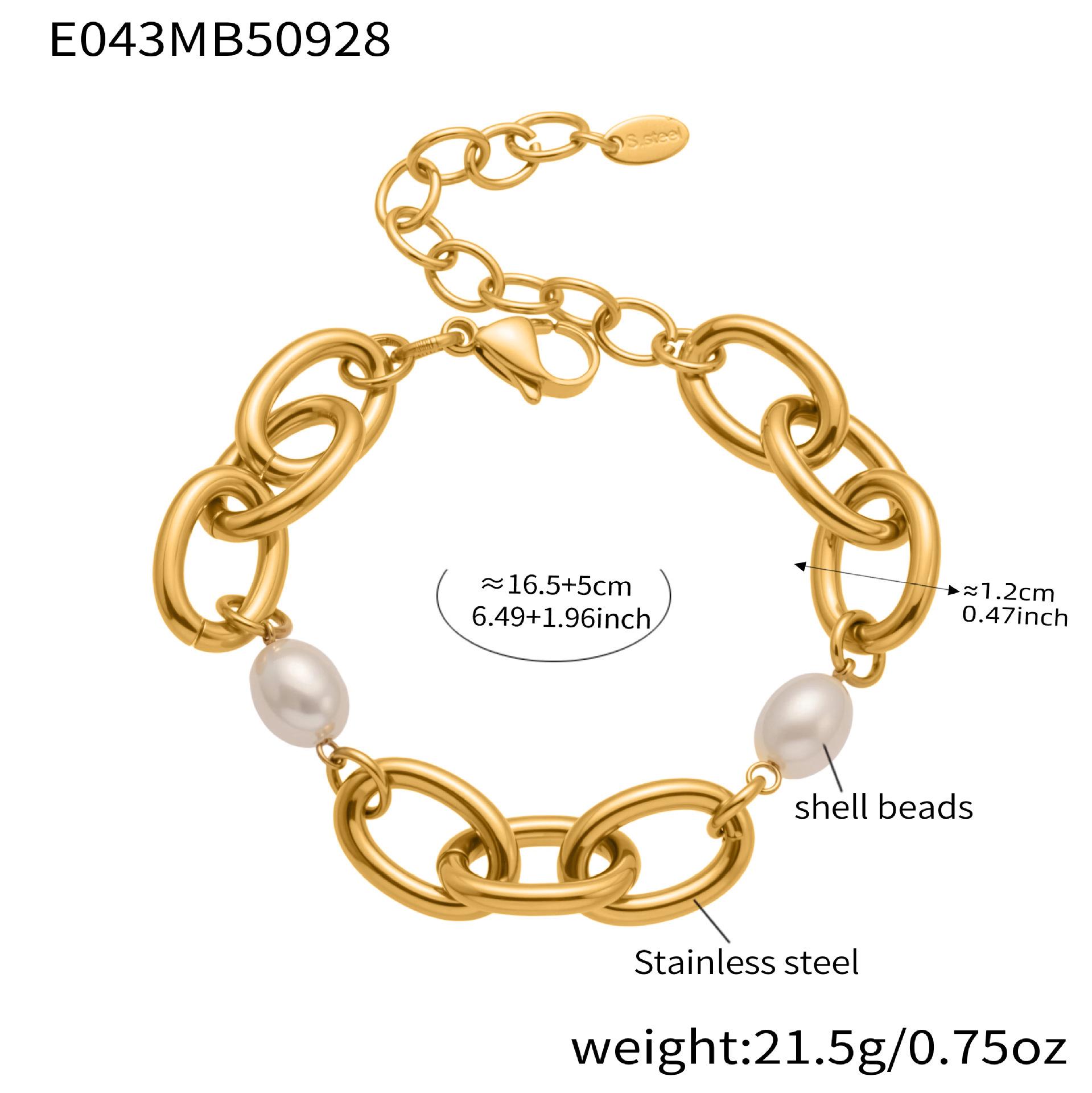 Qiong Yao 18k Gold PVD-Plated Stainless Steel Pearl Bracelet - Luxurious and Simple Design