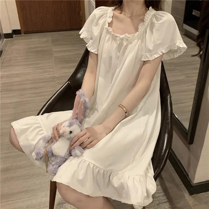 Pajamas Women's Summer Sweet Princess Style Nightdress Cute Summer