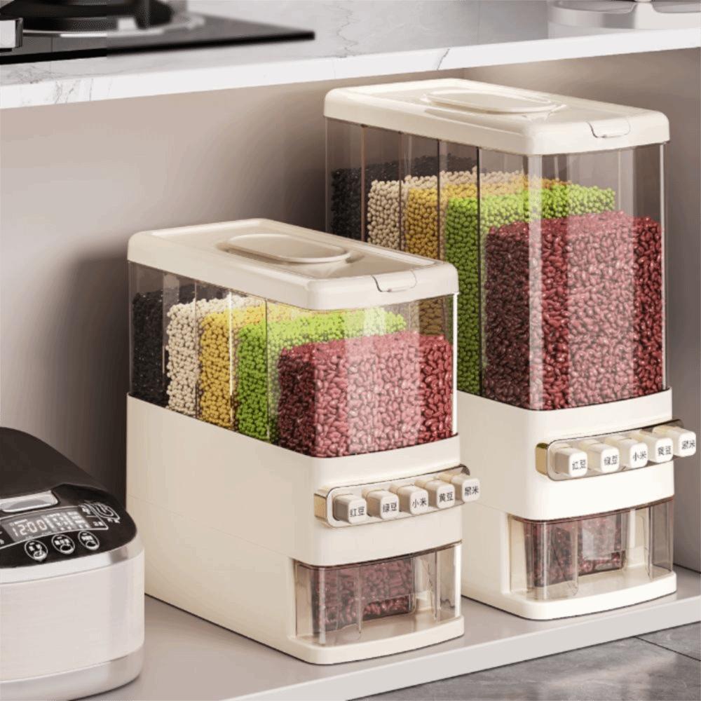 Moisture-Proof Beans Storage Bin Built-in Measuring Cup Grain Storage Box Grain Barrel  Pantry