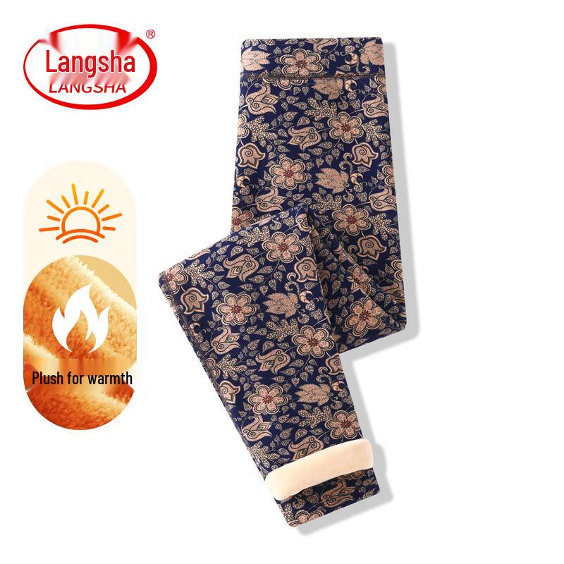 LangSha Women s High-Waist Printed Winter Thermal Leggings 3XL