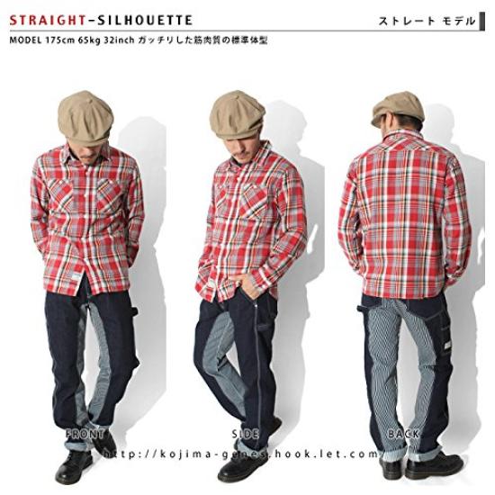 Kojima Jeans Monkey Combo Painter Work Size Pants, Men's Pants, 40, Indigo/Hickery