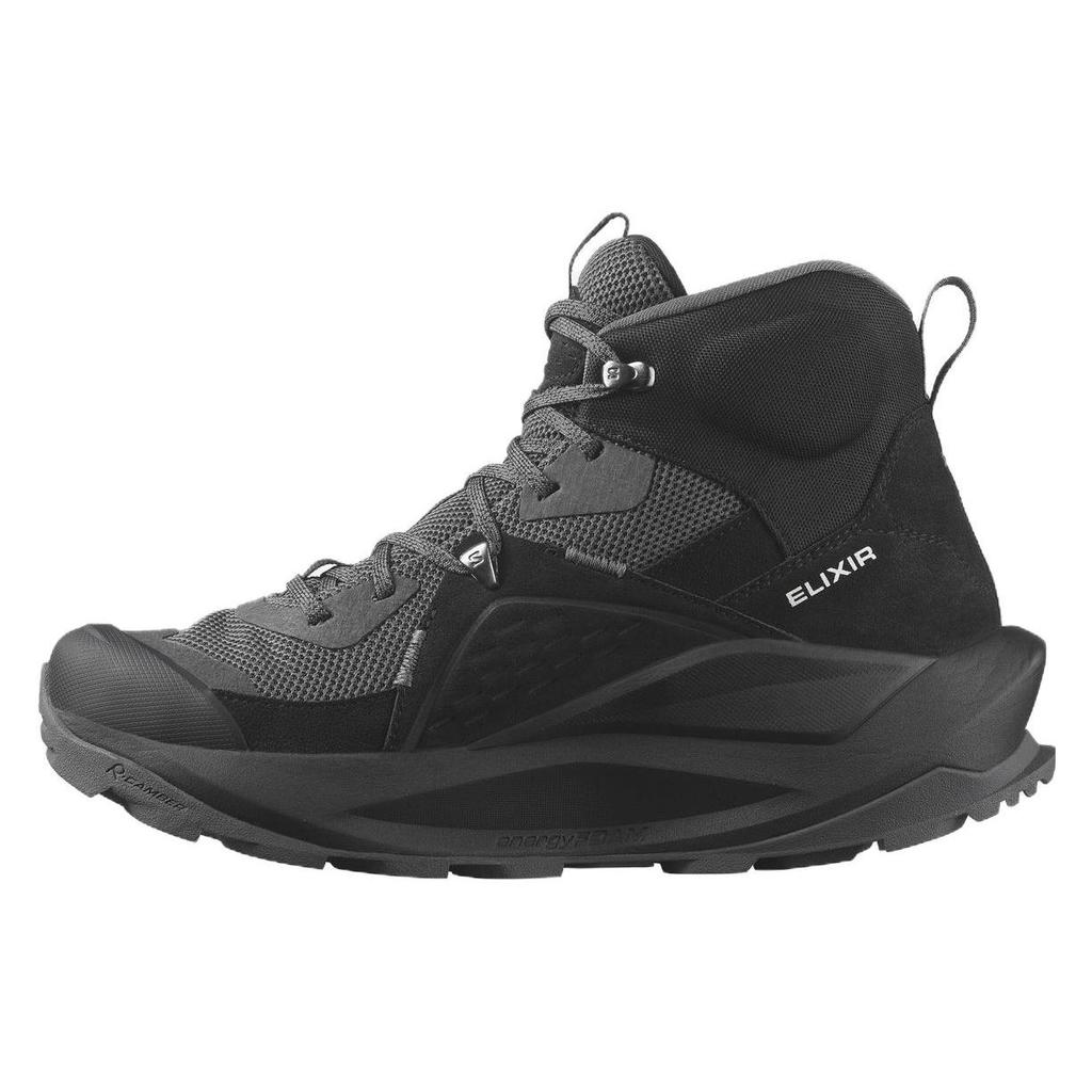 SALOMON Elixir Fabric Leather Comfortable Waterproof High-Top Outdoor Functional Shoes Men Shoes Black 472959
