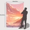 1pc Sunset Print Flannel Throw Blanket - Soft Polyester, Warm Orange & Pink Sky Landscape Design, Perfect for Home, Office, Beac
