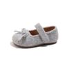 Girls Flat Shoes With Bow Detail Soft Sole PU Leather Toddler Kids Princess Style Slip-On