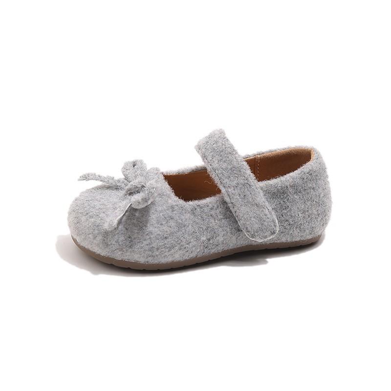 Girls Flat Shoes With Bow Detail Soft Sole PU Leather Toddler Kids Princess Style Slip-On